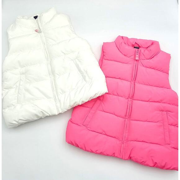 2 Gap Girl's Size 4/5 Pink and White Puffer Vests - Picture 1 of 7